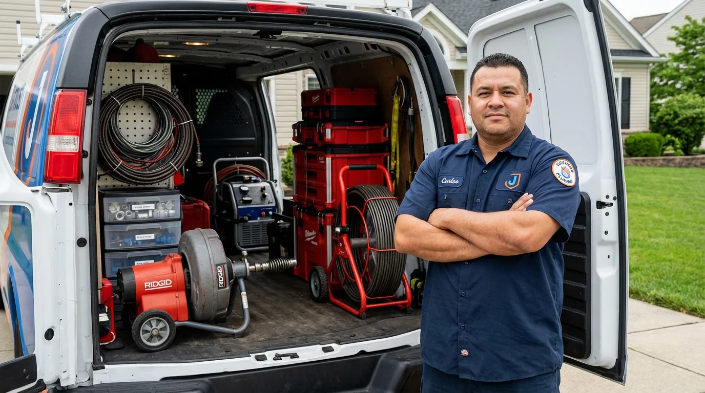 Professional drain cleaning equipment and Johns Plumbing LLC plumber in Ravenna