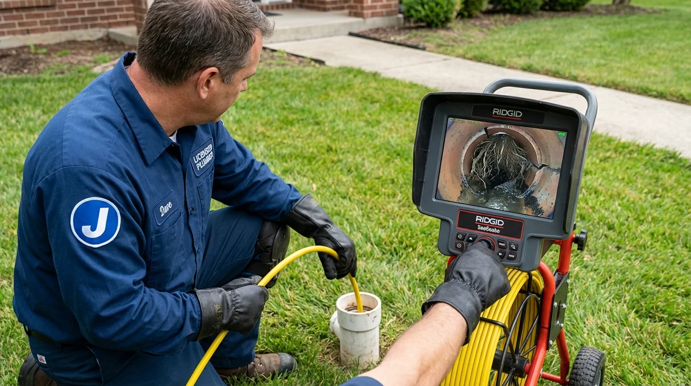 Sewer camera inspection being performed by Johns Plumbing LLC in Ravenna