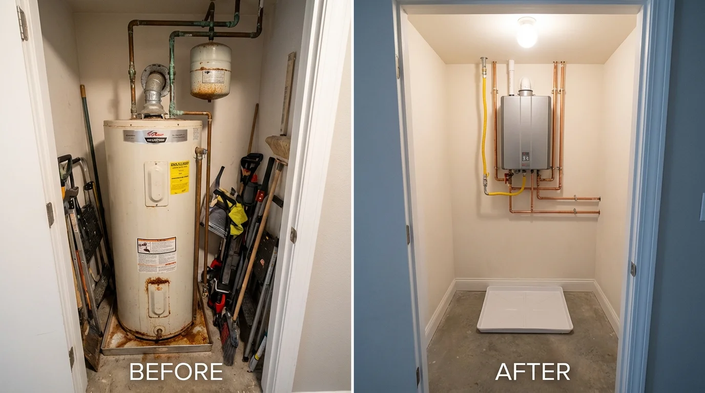 Tank water heater versus wall-mounted tankless unit comparison for Ravenna, MI homeowners