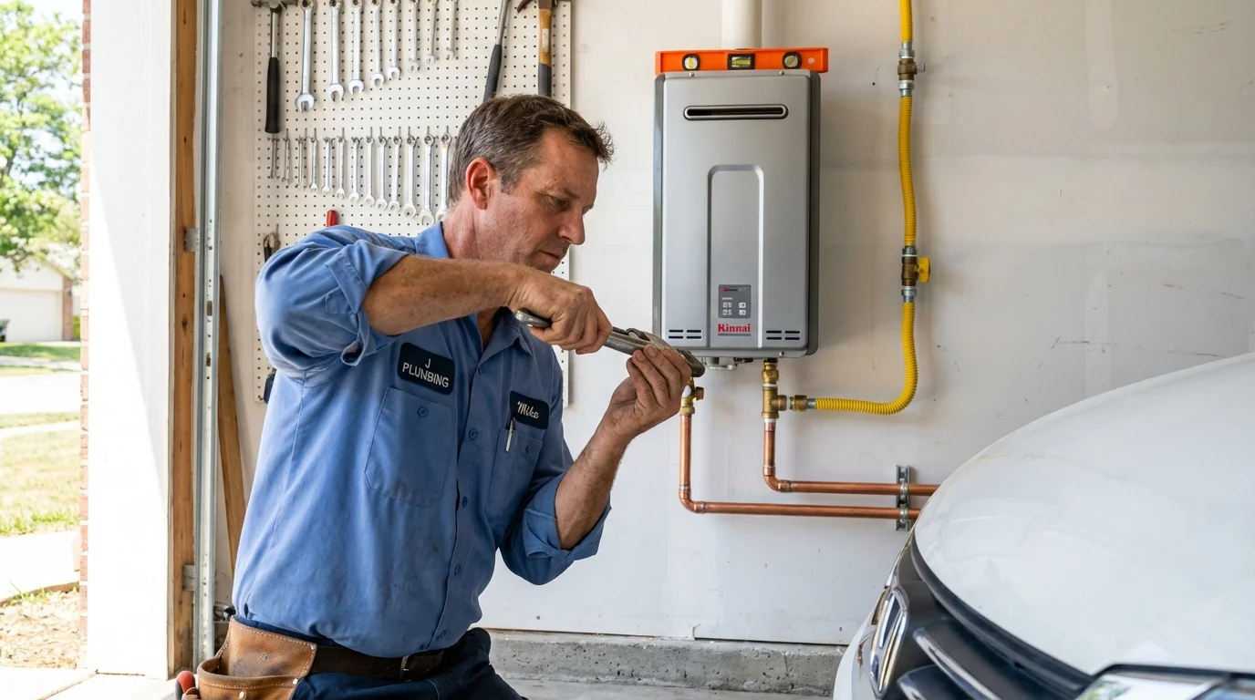 Tankless water heater installation by a Johns Plumbing LLC plumber in Ravenna